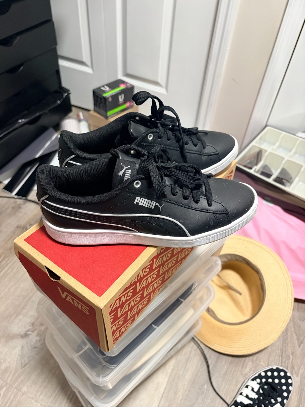 Puma Black and White Low-Top Sneakers